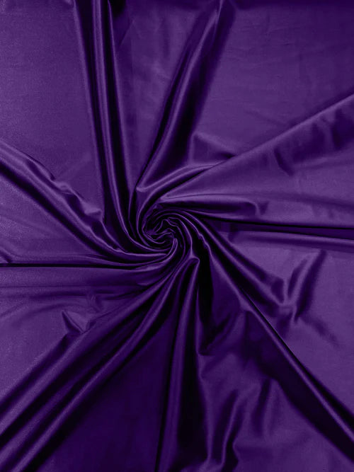 60" Heavy Shiny Satin Fabric - Purple - Stretch Shiny Satin Fabric Sold By Yard