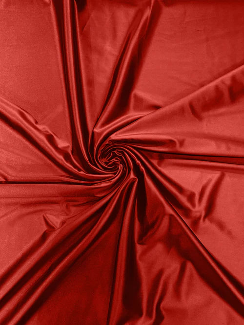60" Heavy Shiny Satin Fabric - Red - Stretch Shiny Satin Fabric Sold By Yard