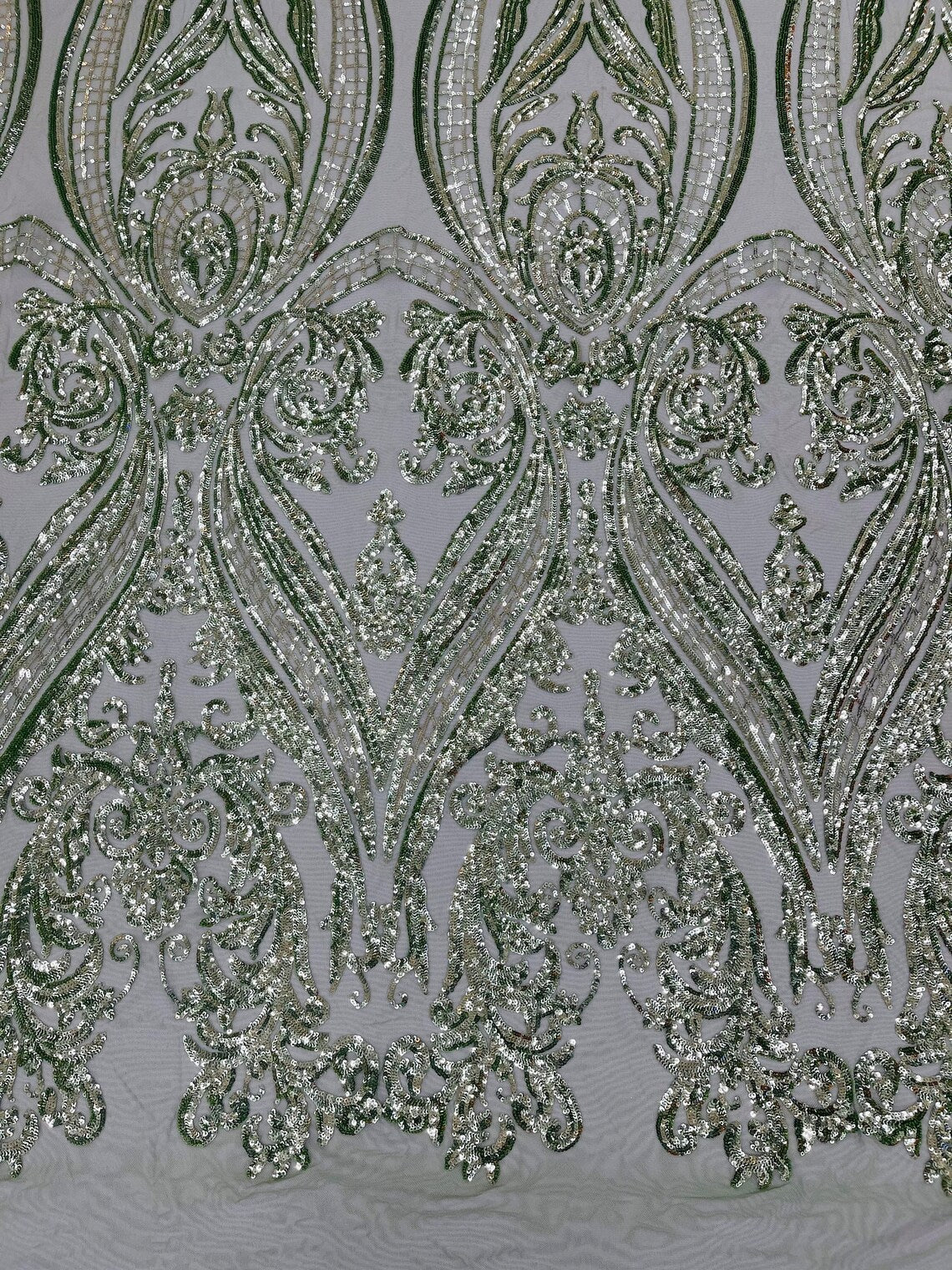 Sage Green Sequin Fabric by The Yard Velvet Stretch