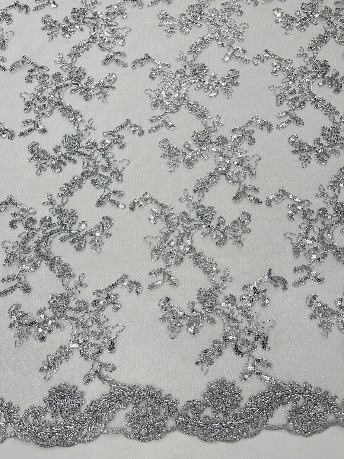 Valentino Silver/Grey Flower Sequins For Sale at 1stDibs