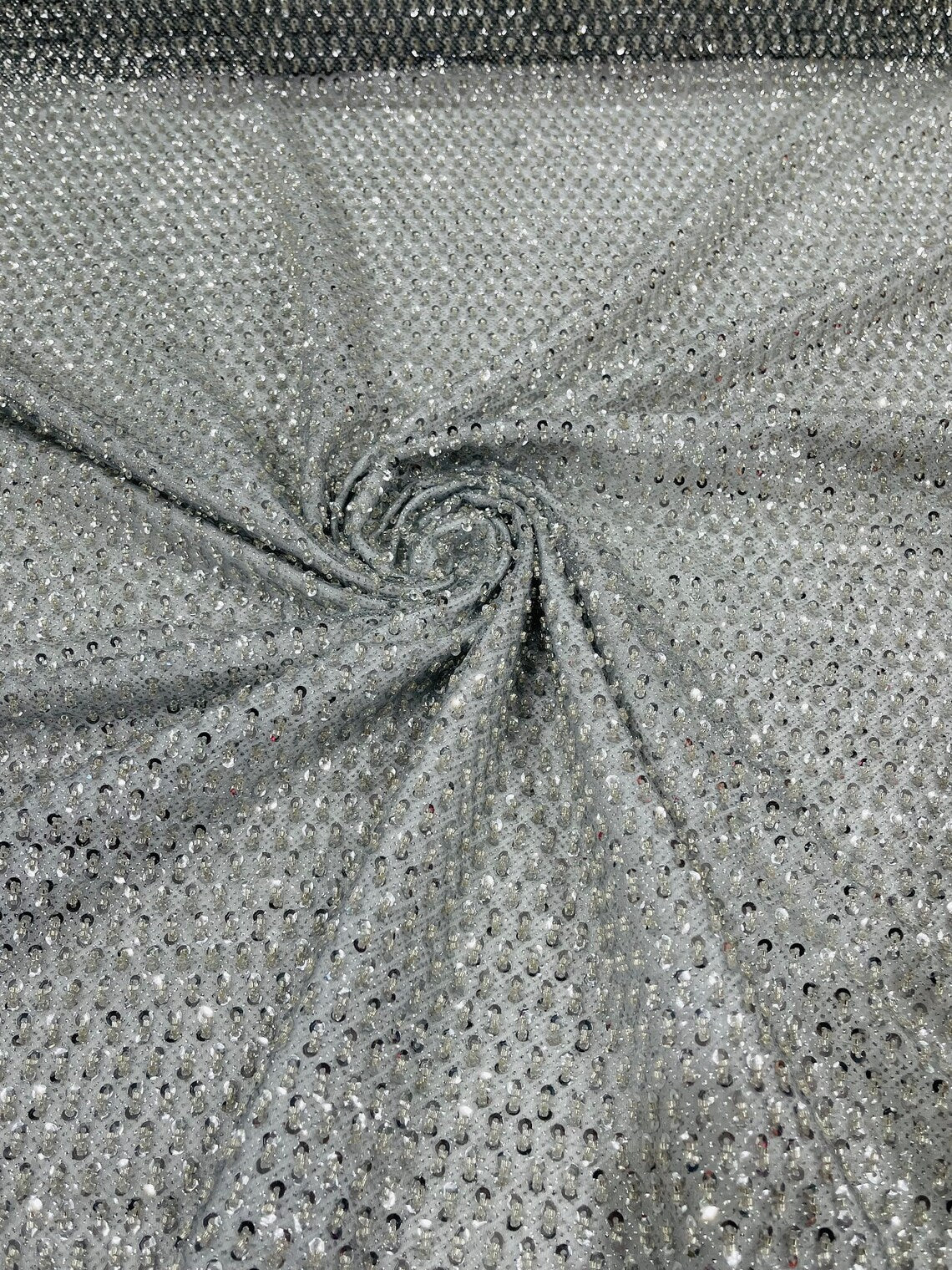 Beaded Glitter Tulle Fabric - Silver - 60" Wide Shiny Glitter Mesh Fab METATRONFABRICSINC Beaded Glitter Tulle Fabric - Silver - 60" Wide Shiny Glitter Mesh Fab METATRONFABRICSINC