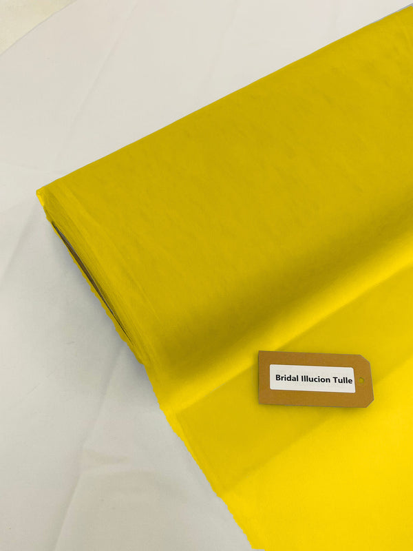 108" Tulle Illusion Fabric - Yellow - Premium Tulle Polyester Fabric Sold By Roll of 50 Yards