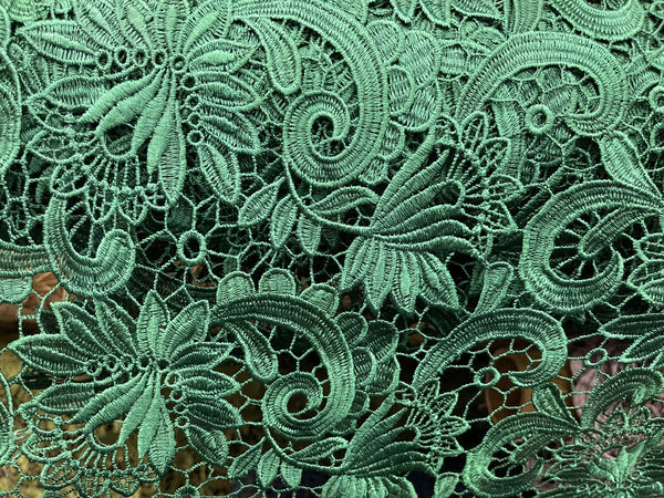 Guipure Lace Fabric - Hunter Green