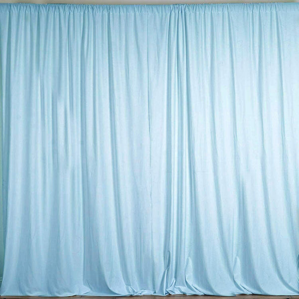 10 ft. Wide X 8 ft. Tall - Light Blue Curtain Polyester Backdrop High Quality Drapes with Rod Pocket