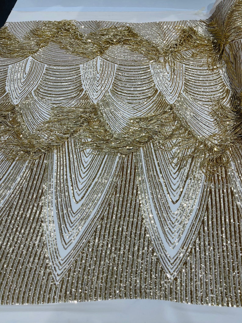 Cali Fabrics  Gold Dangle Sequin Fabric