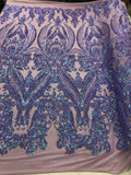 Damask Sequins Fabric - 4 Way Stretch Big Damask Sequins Fabric - Pick Color - 25 Yard Roll