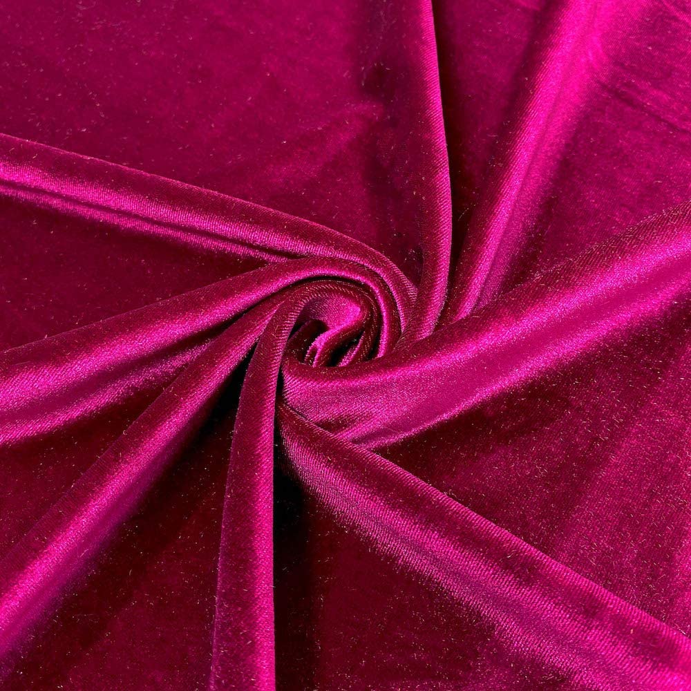 Velvet Stretch Fabric - Magenta - Spandex Stretch Velvet Fabric 60'' W