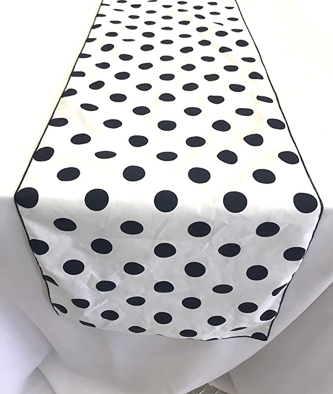 12" Polka Dot Table Runner Navy Blue on White High Quality Polyest