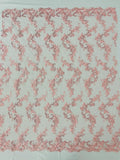 Floral Lace Fabric - Flowers Embroidery Sequins Mesh Design Fabric - 25 Yard Roll