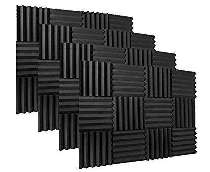 Acoustic - 2"x12"x12" Charcoal Soundproofing Acoustic Studio Foam Wedge Style Panels Tiles (48 Pack)