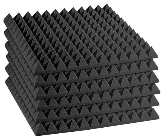 Soundproof Foam Acoustic Panel Absorption 12 Pack Pyramid 24X 24X 2