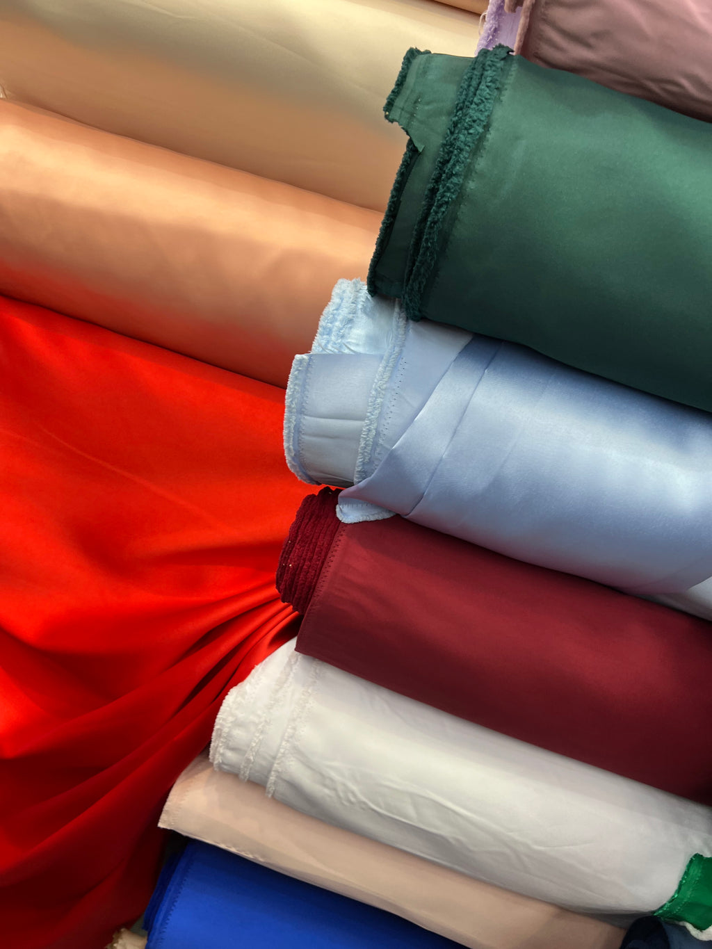 Red Micado Satin Fabric By The Yard