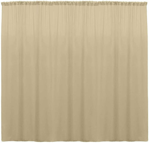10 ft. Wide X 8 ft. Tall - Beige - Curtain Polyester Backdrop High Quality Drapes with Rod Pocket