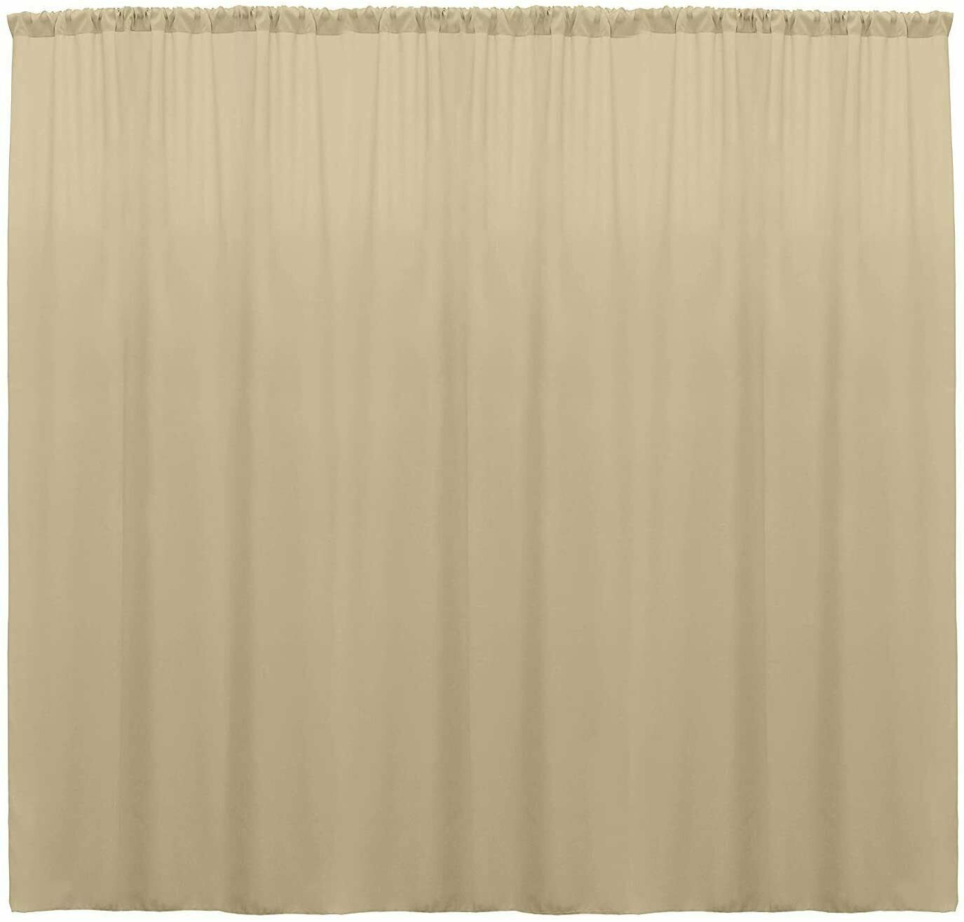 10 ft. Wide X 8 ft. Tall - Beige - Curtain Polyester Backdrop High Quality Drapes with Rod Pocket