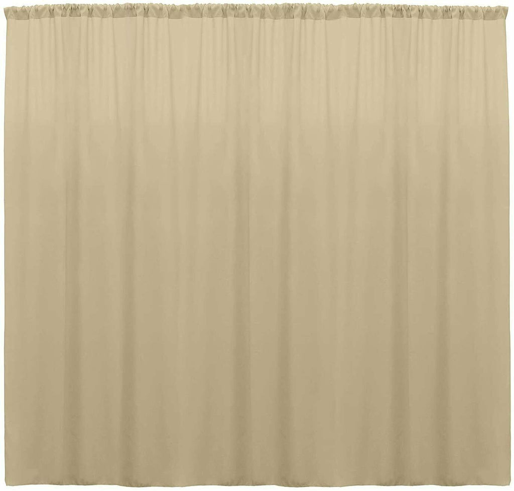 10 ft. Wide X 8 ft. Tall - Beige - Curtain Polyester Backdrop High Quality Drapes with Rod Pocket