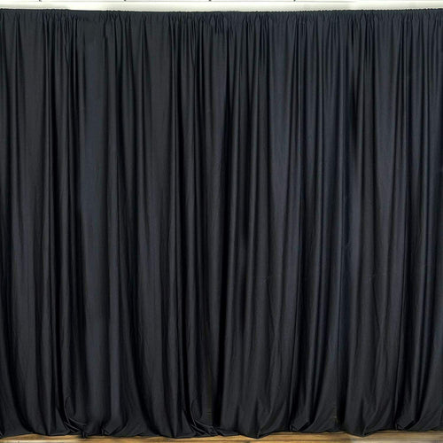 10 ft. Wide X 8 ft. Tall - Black - Curtain Polyester Backdrop High Quality Drapes with Rod Pocket