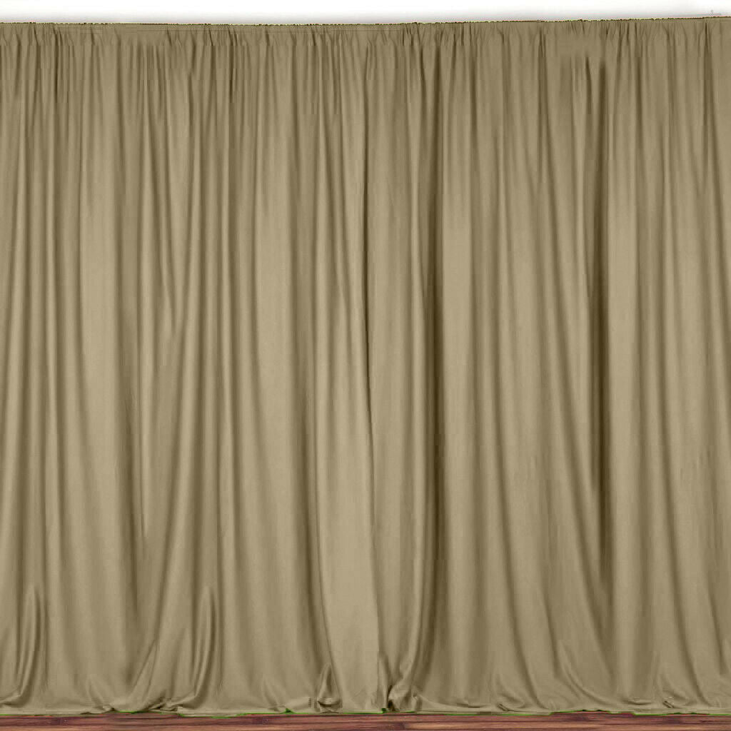 10 ft. Wide X 8 ft. Tall - Champagne Curtain Polyester Backdrop High Quality Drapes with Rod Pocket