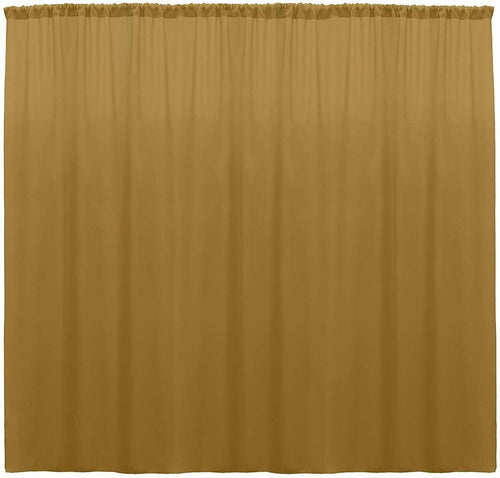 10 ft. Wide X 8 ft. Tall - Gold - Curtain Polyester Backdrop High Quality Drapes with Rod Pocket