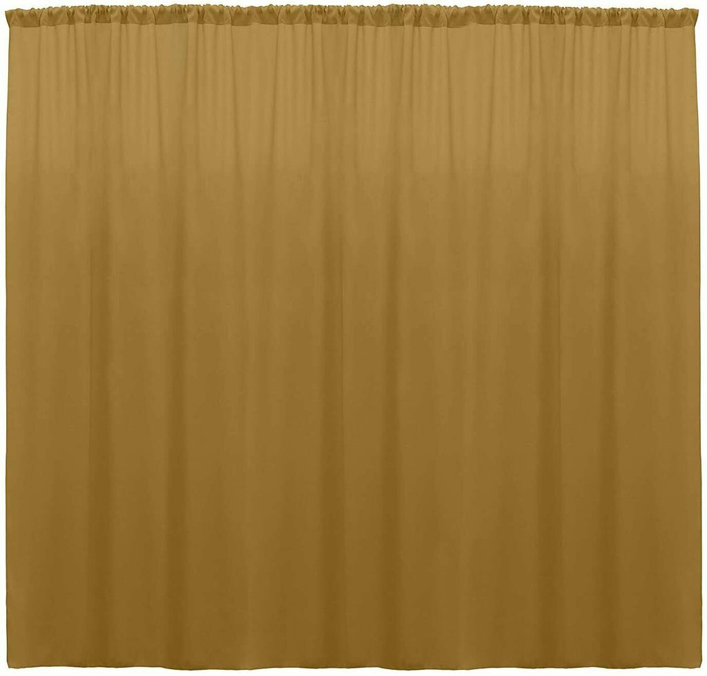 10 ft. Wide X 8 ft. Tall - Gold - Curtain Polyester Backdrop High Quality Drapes with Rod Pocket