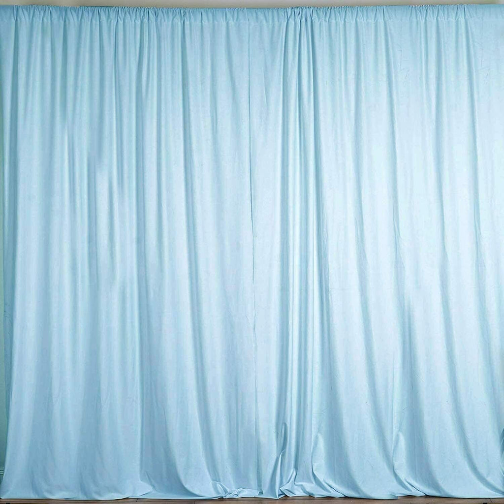 10 ft. Wide X 8 ft. Tall - Light Blue Curtain Polyester Backdrop High Quality Drapes with Rod Pocket