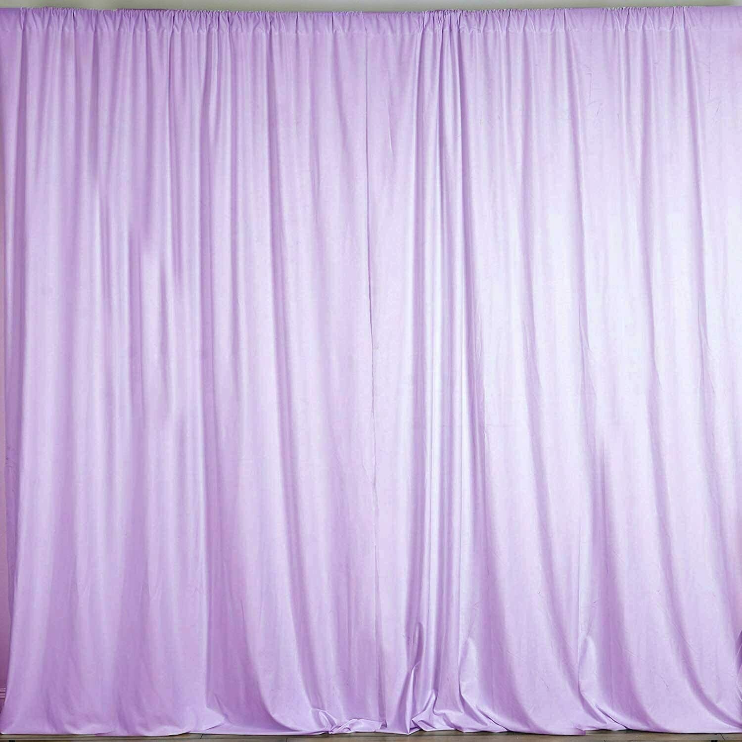 10 ft. Wide X 8 ft. Tall - Lilac - Curtain Polyester Backdrop High Quality Drapes with Rod Pocket