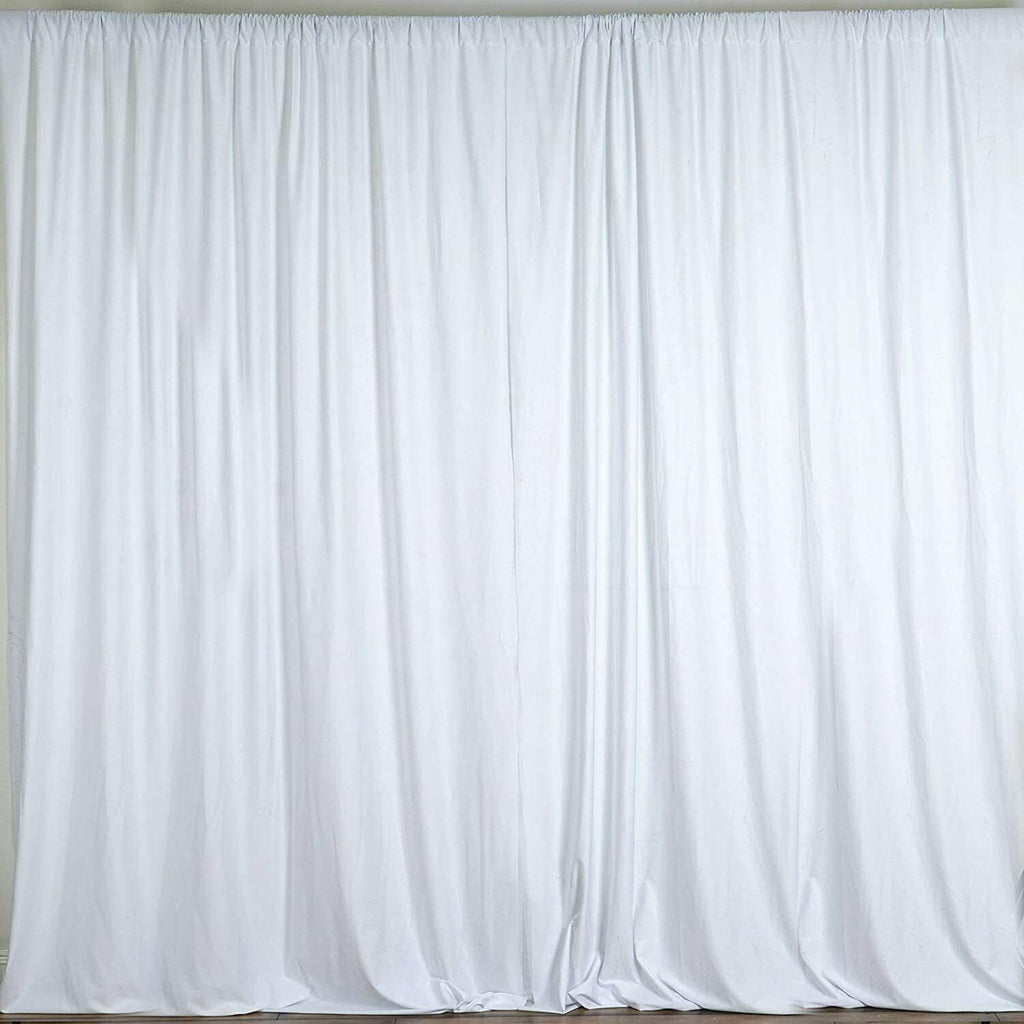 10 ft. Wide X 8 ft. Tall - White - Curtain Polyester Backdrop High Quality Drapes with Rod Pocket