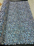 2 Way Stretch Fabric - Irridescent Aqua - Print Design Fashion Sequins Mesh Fabric