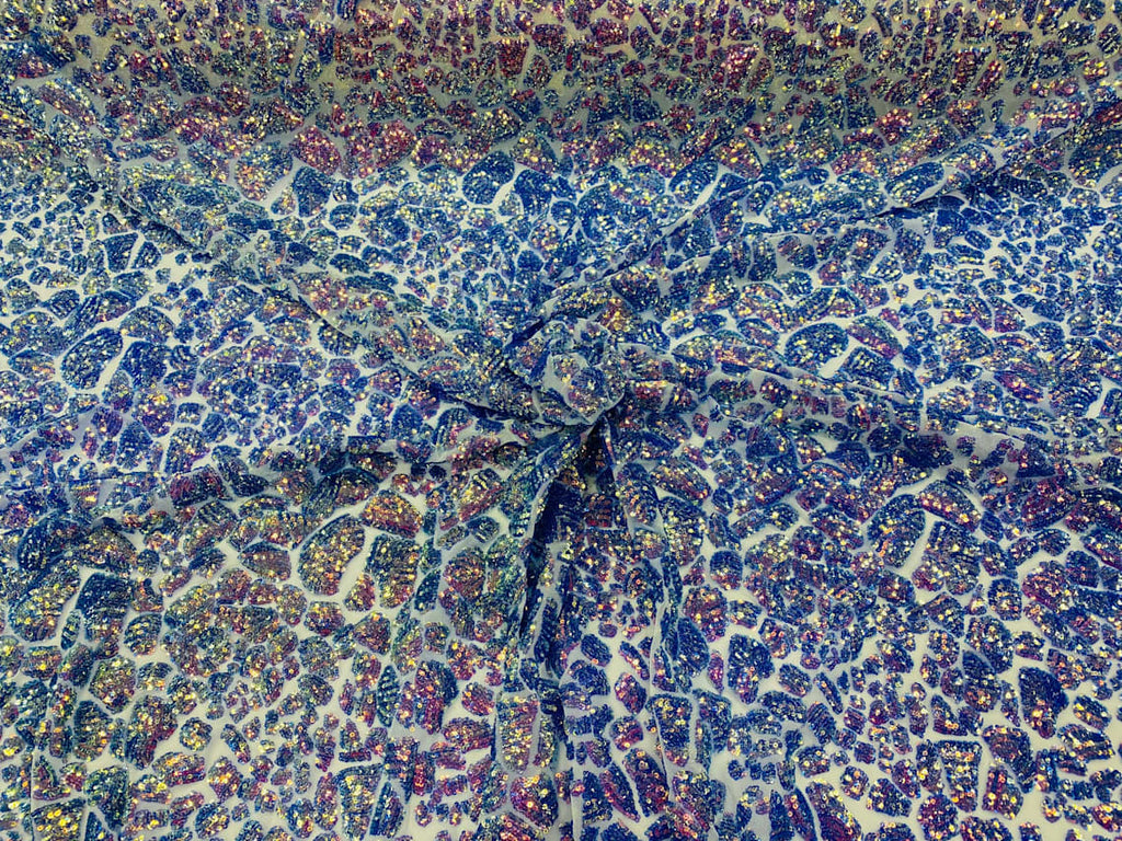 2 Way Stretch Fabric - Lavender - Print Design Fashion Sequins Mesh Fabric
