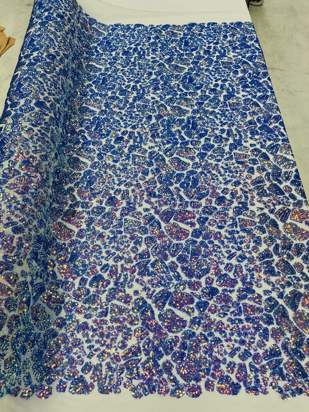 2 Way Stretch Fabric - Lavender - Print Design Fashion Sequins Mesh Fabric