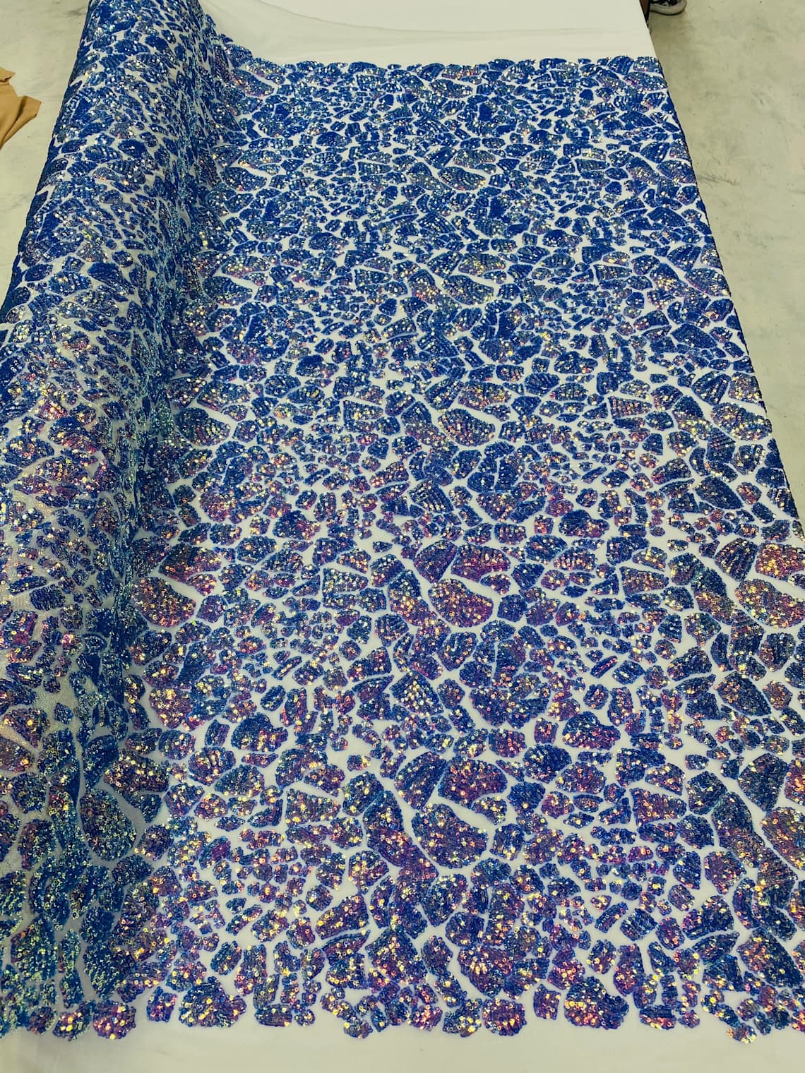 2 Way Stretch Fabric - Lavender - Print Design Fashion Sequins Mesh Fabric