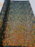 2 Way Stretch Fabric - Irridescent Orange - Print Design Fashion Sequins Mesh Fabric