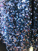 Velvet Stretch Sequins - Navy Blue Sequin on 2 Way Stretch Velvet Fabric 58/60”