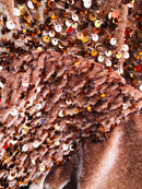 Brown Stretch Velvet Sequins Fabric- Velvet Sequins 2 Way Stretch 58/60” By Yard