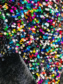 Rainbow Stretch Velvet Sequins Fabric- Velvet Sequins 2 Way Stretch 58/60” By Yard