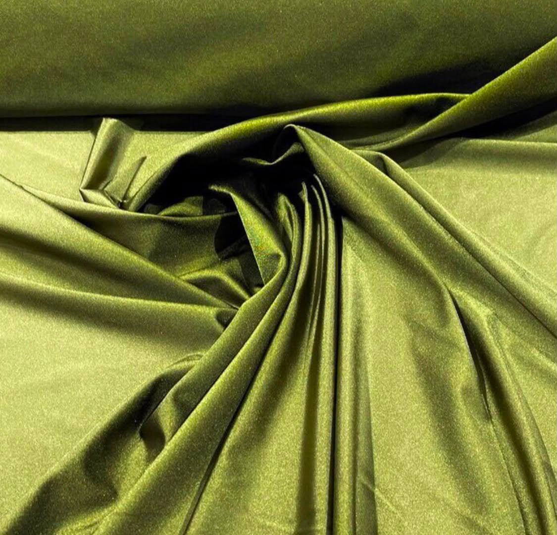 Olive 58" Shiny Milliskin Fabric - 4 Way Stretch Milliskin Shiny Fabric by The Yard (Pick a Size)