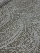 Silver Rhinestones Fabric Embroidered Lace Design Fabrics By The Yard