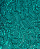 Fashion Design Stretch Sequins - 4 Way Stretch Lace Mesh Sequins Fabric by Yard