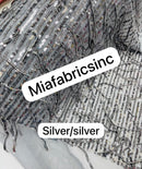 1 Fringe Fabric -  Stretch Sequins Design on Mesh By Yard