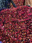 Stretch Velvet Sequins Fabric - Iridescent Clear on Black Velvet Sequins 2 Way Stretch 58/60” By Yard