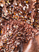 Brown Stretch Velvet Sequins Fabric- Velvet Sequins 2 Way Stretch 58/60” By Yard