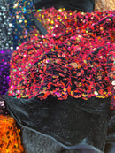 Stretch Velvet Sequins Fabric - Iridescent Clear on Black Velvet Sequins 2 Way Stretch 58/60” By Yard