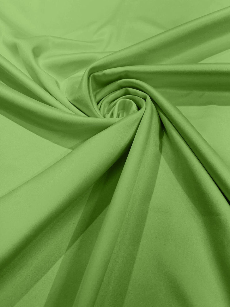58/59" Satin Fabric Matte L'Amour - Apple Green - (Peau de Soie) Duchess Dress Satin Fabric By The Yard