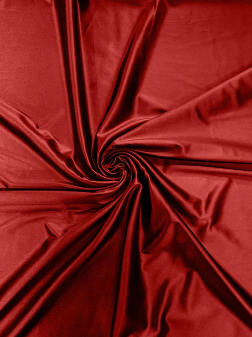 60" Heavy Shiny Satin Fabric - Apple Red - Stretch Shiny Satin Fabric Sold By Yard