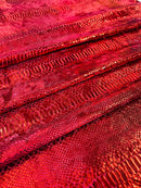 Anaconda Stretch Velvet - Apple Red - 58/60" Stretch Velvet Fabric with Anaconda Snake Print By Yard