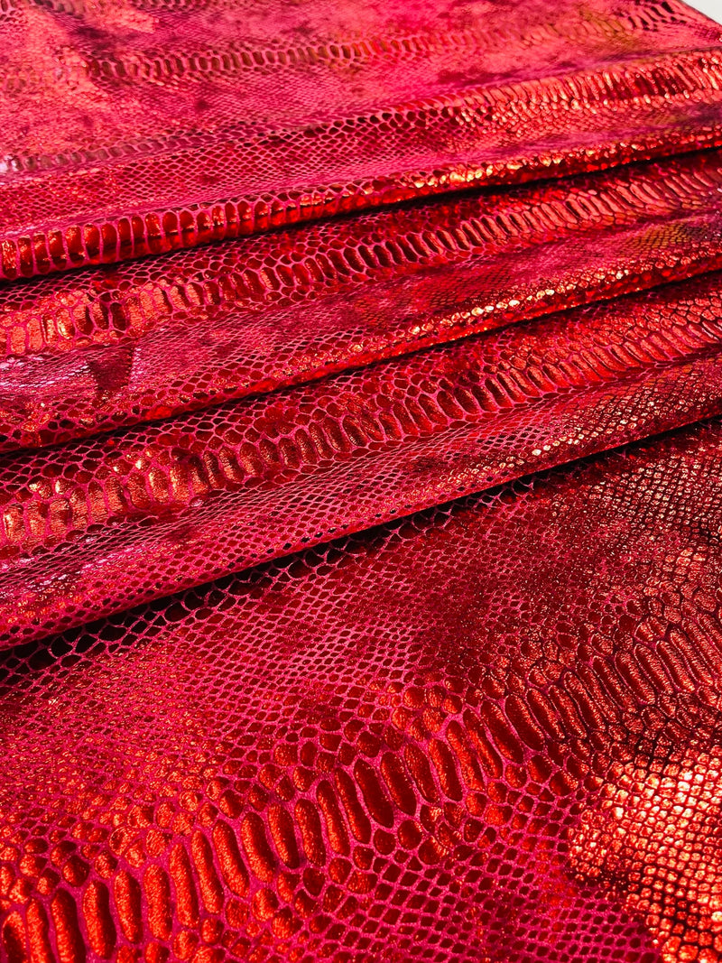 Anaconda Stretch Velvet - Apple Red - 58/60" Stretch Velvet Fabric with Anaconda Snake Print By Yard