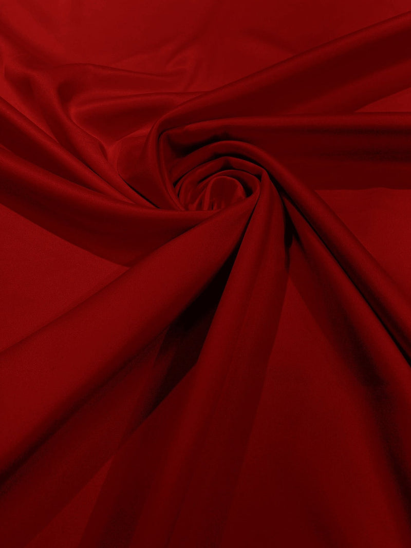 58/59" Satin Stretch Fabric Matte L'Amour - Apple Red - Stretch Matte Satin Fabric Sold By Yard