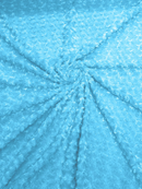 58" Minky Swirl Rose Fabric - Aqua Blue - Soft Rosebud Plush Fur Fabric Sold By The Yard