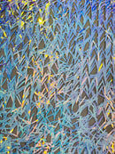 Sword Large Shiny Sequins - Aqua Blue - Hanging Iridescent Sequins On Lace Fabric By Yard