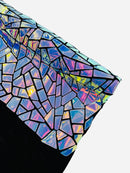 Mirror Sequins Velvet Fabric - Iridescent Aqua Blue - Large Shiny Mirror Cut Sequins By Yard