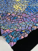 Mirror Sequins Velvet Fabric - Iridescent Aqua Blue - Large Shiny Mirror Cut Sequins By Yard